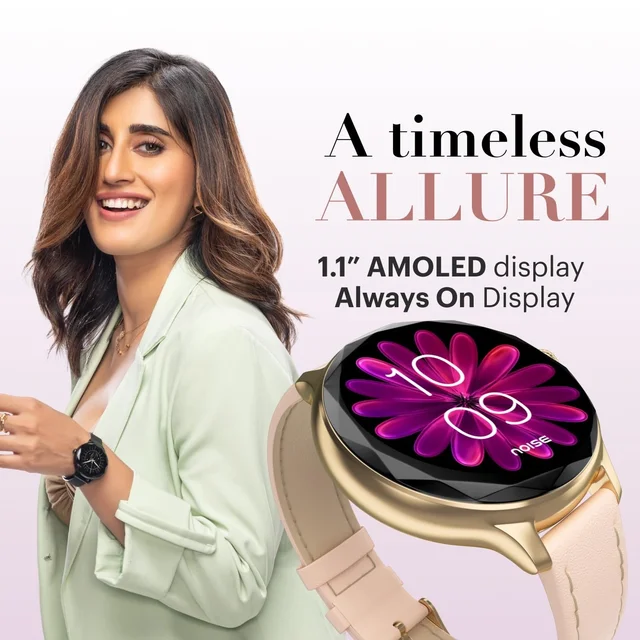 Noise Click to see full view Noise Diva Smartwatch with Diamond Cut dial, Glossy Metallic Finish, AMOLED Display, Mesh Metal and Leather Strap Options, 100+ Watch Faces, Female Cycle Tracker Smart Watch for Women (Silver Link) - DIVA 2 MESH
