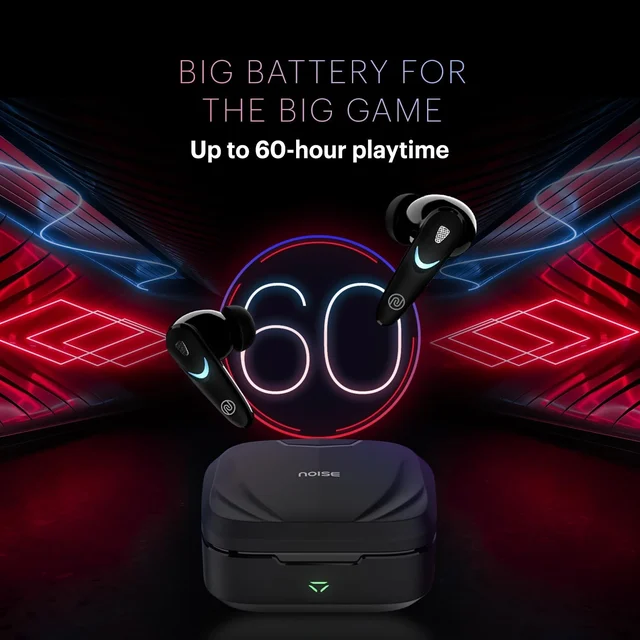 Noise Newly Launched Buds Combat X in Ear Truly Wireless Gaming Earbuds with 40Ms Low Latency, 60H of Playtime, Spatial Audio, RGB Lights,Instacharge(10 Min=180 Min),10Mm Driver,Bt V5.3 - COMBAT X