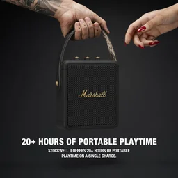 MARSHALL Marshall Stockwell II Portable Bluetooth Speaker with 20+ Hours of Portable Playtime, (360° Sound), Water-Resistant (IPX4) – Black & Brass - STOCKWELL 2