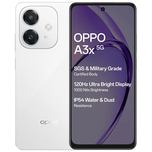 Oppo A3X 5G (Starlight White, 4GB RAM, 128GB Storage)|6.67” HD+