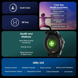 boAt Boat Lunar Discovery w/ 1.39" (3.5 cm) HD Display, Turn-by-Turn Navigation, DIY Watch Face Studio, Bluetooth Calling, Emergency SOS, QR Tray, Smart Watch for Men & Women - DISCOVERY