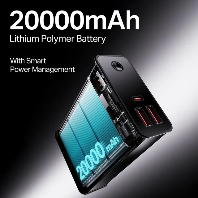 boAt Boat Energyshroom PB400 Pro 20000 mAh 22.5W Pocket Size, Compact Power Bank, Fast Charging (2X Output Ports, Supports Android, iPhone, Tablets, Earbuds, etc.) (Emerald Green), USB Type C - PB400 PRO