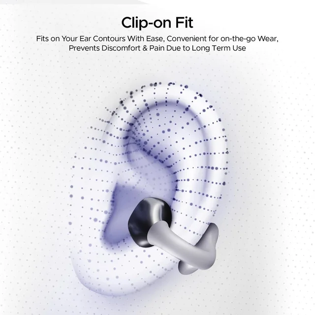 boAt Boat Airdopes Loop in Ear Earbuds Bluetooth W/Clip-On Fit, Air Conduction Tech, 50HRS Battery, 4Mics Enx, Dual EQ Modes, 12Mm Drivers, 40Ms Latency, ASAP Charge, OWS Ear Buds Earphones - LOOP