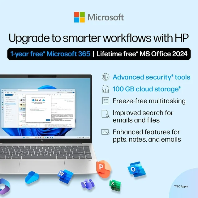 HP Pavilion Plus 14-EW0107TU 15-13TH GEN/16GB/512GB/WIN11+MSO - 35.56 cm (14 Inch), Silver, Core i5, 13th Gen, 512 GB, 16 GB, DDR5, 1335U, up to 4.6 GHz, SSD, Intel, Intel Integrated Iris Xe, Windows 11 Home, 1 x Laptop, 1 x Charger, 1 x User Manual, 1 x Warranty Card