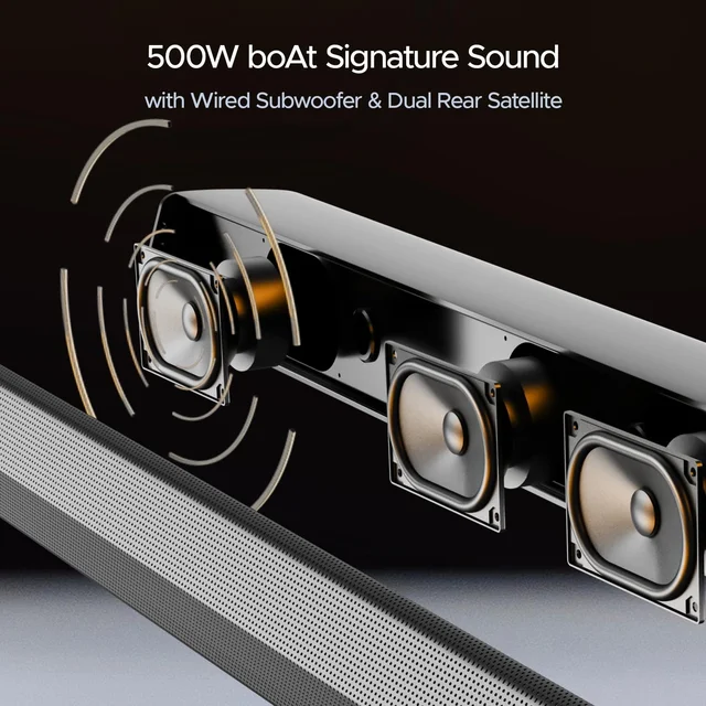 boAt Boat Aavante Bar 3600/3500, 500W Signature Sound,5.1CH, Wall Mountable Design, Bass & Treble with Master Remote Control, Bluetooth Sound Bar, Home Theatre Soundbar Speaker - 3500/3600 500W