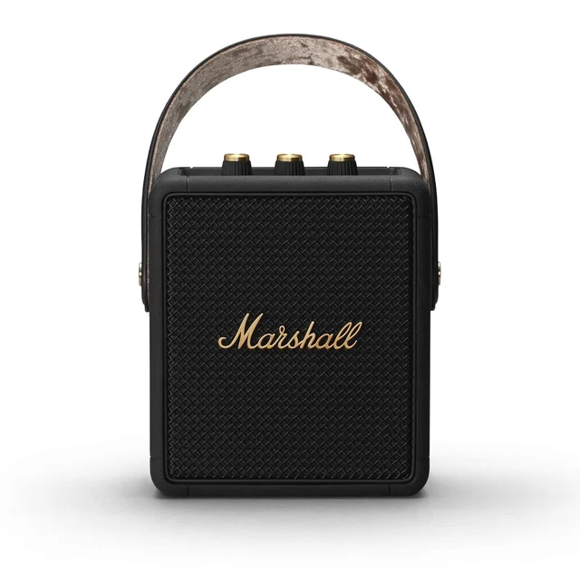 Marshall Stockwell II Portable Bluetooth Speaker with 20+ Hours of Portable Playtime, (360° Sound), Water-Resistant (IPX4) – Black & Brass