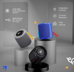 boAt Boat Stone 352/358 Bluetooth Speaker with 10W RMS Stereo Sound, IPX7 Water Resistance, TWS Feature, Up to 12H Total Playtime, Multi-Compatibility Modes, Free Music Streaming on JioSaavn - 358 10W