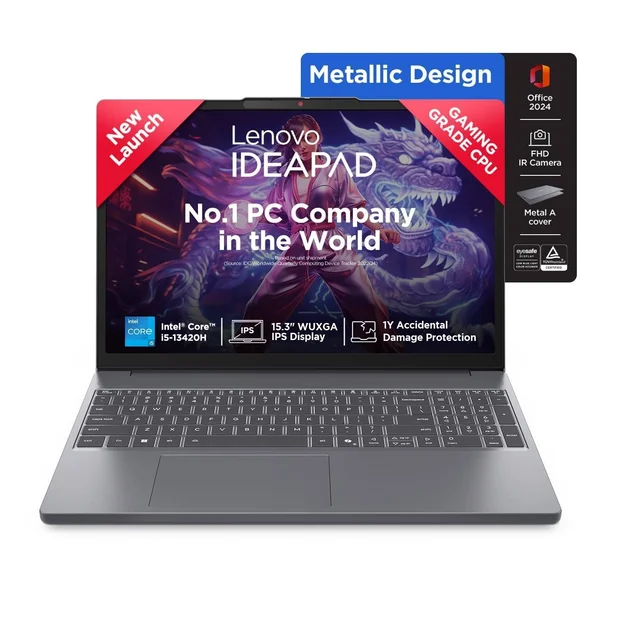 Lenovo LENOVO IDEAPAD SLIM 3 15/13TH/8GB/512GB/WIN11+MSO (83K100CAIN) 15.6INCH - 39.62 cm (15.6 Inch), Gray, Core i5, 13th Gen, 512 GB, 8GB, LPDDR5, 13420H, up to 4.6 GHz, SSD, NO, Intel, 12MB, Windows 11 Home, Laptop, Power Adaptor, User Guide, Warranty Documents