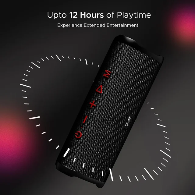 boAt Boat Stone 750 Bluetooth Speaker with 12W Signature Sound, RGB LEDs, Up to 12 hrs Playback, TWS Mode, Bluetooth v5.3, AUX Port, TF Card, Built-in Mic, Voice Assistant & IPX5 - 750 12W