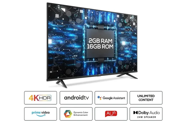 TCL 43" 4K UHD TV Android+voice command, (P8E, P8, P615) - 43P615