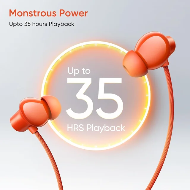 REALME realme Buds Wireless 5 Lite in Ear Bluetooth Neckband with 12.4 mm Dynamic Bass Boost Driver,Upto 35 Hours Playback,45ms Low Latency,IP55 Dust & Water Resistant, Bluetooth V5.4 - WIRELESS 5 LITE
