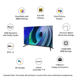 XIAOMI MI Xiaomi 108 Cm (43 Inches) 5A Series Full HD Smart Android LED TV L43M7-EAIN (Black) - 5A