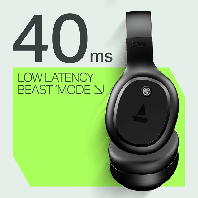 boAt Boat 2025 Launch Rockerz 421, 60H Battery, Low Latency(40Ms), 40Mm Drivers, Enx Tech, Stream Ad Free Music via App Support, Bluetooth Headphones, Wireless Over Ear Headphone with Mic (Black Sabre) - Rockerz 421