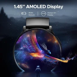 boAt Lunar Orb w/ 1.45" (3.6 cm) AMOLED Display, BT Calling, DIY Watch Face Studio, Coins, Crest App Health Ecosystem, Live Cricket & Football Scores, IP67, Smart Watch for Men & Women - ORBIT