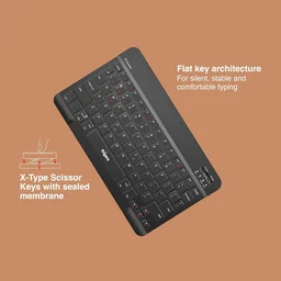FINGERS BT-Freedom Mini Bluetooth Keyboard - Type-C Rechargeable 30 Days Long Battery Life, X-Type Scissor Keys, Portable Design for Laptops, Tablets & Smartphones (Jet Black) - BT-FREEDOM