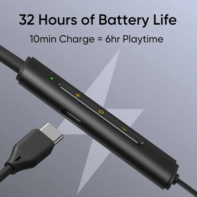 REALME realme Buds Wireless 3 Neo in Ear Bluetooth Neckband with 13.4 Mm Dynamic Bass Boost Driver,Upto 32 Hours Playback,Fast Charge,Ai Enc,45Ms Low Latency,Ip55 Dust&Water Resistannt&Bluetooth V 5.4 Black - WIRELESS 3 NEO