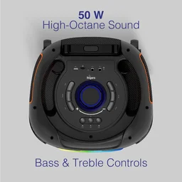 FINGERS RollingParties-51 Bluetooth Trolley Speaker with Powerful 50 W Deep Bass, RGB Lights, 15-Hour, Bundled 2 Wireless Mics & Additional 2 Mics (Rich Black) - ROLLING PARTIES 51