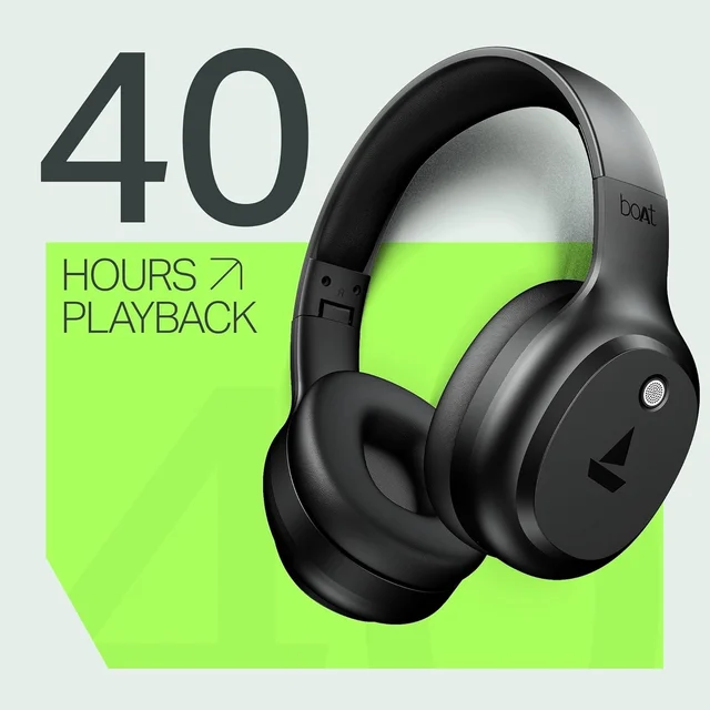 boAt Boat 2025 Launch Rockerz 421, 60H Battery, Low Latency(40Ms), 40Mm Drivers, Enx Tech, Stream Ad Free Music via App Support, Bluetooth Headphones, Wireless Over Ear Headphone with Mic (Black Sabre) - Rockerz 421