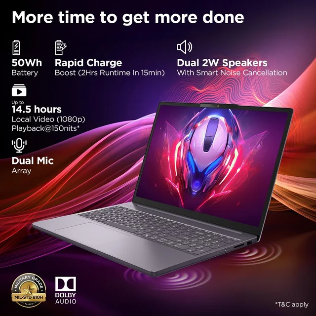 Lenovo LENOVO IDEAPAD SLIM 3 15/13TH/8GB/512GB/WIN11+MSO (83K100CAIN) 15.6INCH - 39.62 cm (15.6 Inch), Gray, Core i5, 13th Gen, 512 GB, 8GB, LPDDR5, 13420H, up to 4.6 GHz, SSD, NO, Intel, 12MB, Windows 11 Home, Laptop, Power Adaptor, User Guide, Warranty Documents