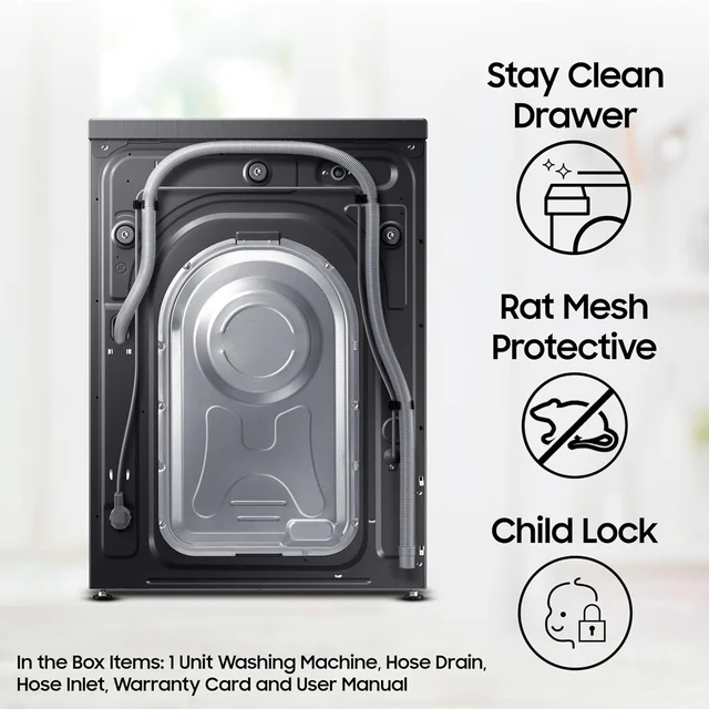 Samsung 8 kg, 5 star, Eco Bubble Technology, AI Control, Wi-Fi, Fully-Automatic Front Load Washing Machine - WW80T504DAB1TL