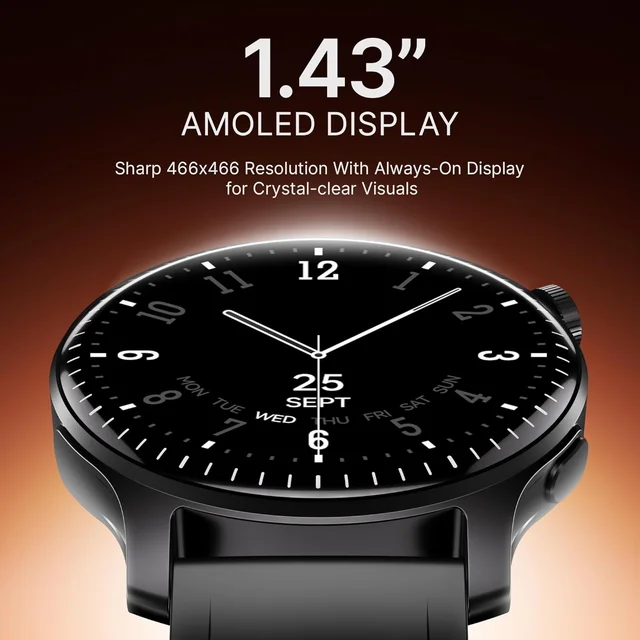 boAt Ultima Summit Smartwatch with 1.43" AMOLED Display, Cloud Watch Faces, Emergency SOS, Functional Crown