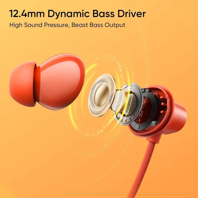 REALME realme Buds Wireless 5 Lite in Ear Bluetooth Neckband with 12.4 mm Dynamic Bass Boost Driver,Upto 35 Hours Playback,45ms Low Latency,IP55 Dust & Water Resistant, Bluetooth V5.4 - WIRELESS 5 LITE