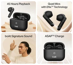 boAt Boat Airdopes Ace Gen 2 TWS Earbuds with 45H Battery, 4Mics ENx Tech, ASAP Charge, 13mm Drivers, 50 ms Low Latency, IPX5, Bluetooth Earbuds, TWS Ear Buds Wireless Earphones with mic - ACE GEN2
