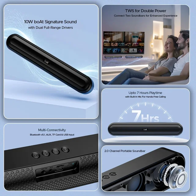 boAt Aavante Bar Joy 10W Portable Soundbar - BAR JOY 10W