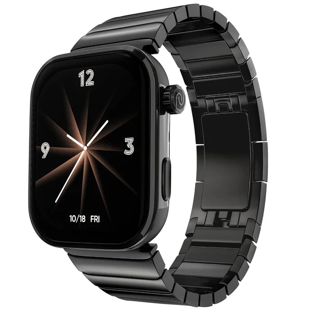 Noise Pro 6 Max Smart Watch:Intelligent with Noise AI, Endless AI Watch Faces, AI Companion, 1.96” AMOLED, Stainless Steel Build, Built-in GPS, 5 ATM, EN2 Processor, for iOS & Android(Chrome Black) - PRO 6 MAX