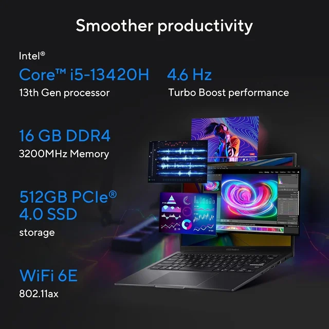 ASUS CREATER VIVOBOOK K3605VC 15-13th/16GB/512GB/W11+Ms24/4GB RTX 3050) - 40.64 cm (16 Inch), Black, Core i5, 13th Gen, 512 GB, 16 GB, DDR4, 13420H, up to 4.6 GHz, SSD, NO, Intel, NVIDIA GeForce RTX 3050, Windows 11 Home, Laptop, Power Adaptor, User Guide, Warranty Documents, GDDR6, 4 GB