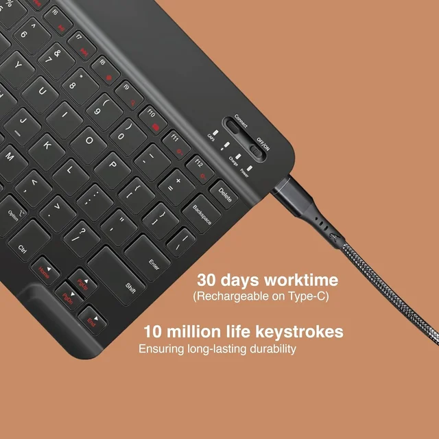 FINGERS BT-Freedom Mini Bluetooth Keyboard - Type-C Rechargeable 30 Days Long Battery Life, X-Type Scissor Keys, Portable Design for Laptops, Tablets & Smartphones (Jet Black) - BT-FREEDOM