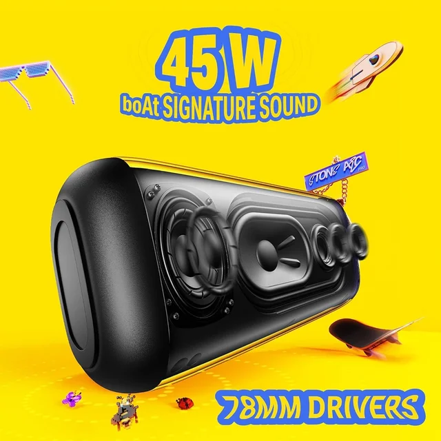 boAt Boat Stone Arc Pro Plus, Spatial Audio, 45W Signature Sound, 78mm Drivers,12 Hrs Battery, Broadcast & App Support, Bluetooth Speaker, Wireless Speaker, Portable Speaker - ARC PRO PLUS 45W