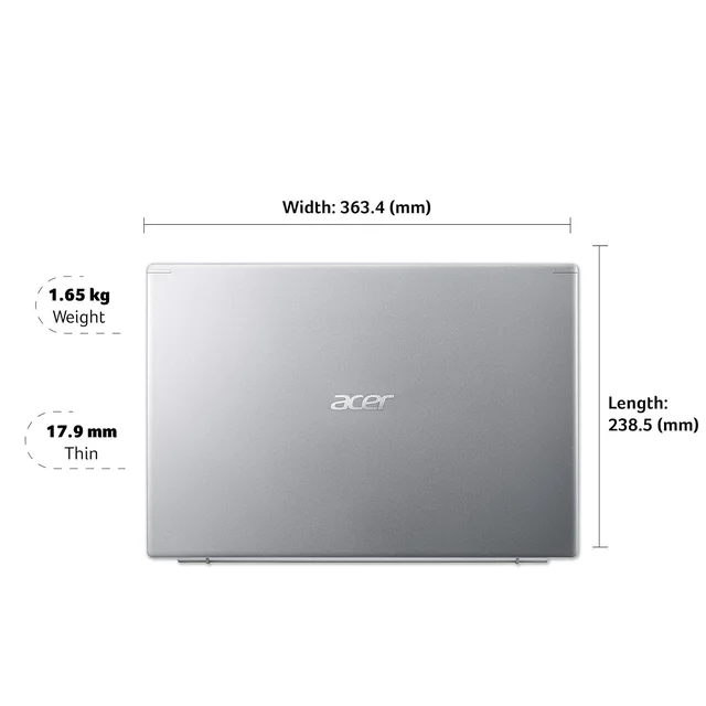 ACER LAPTOP ACER A515-56-54B7 (15/11TH/8GB/1TB/WIN10) - 39.62 cm (15.6 Inch), Silver, Core i5, 11th Gen, 1 TB, 8 GB, DDR4, 1135G7, Max Turbo Boost Frequency Up to 4.20 GHz, HDD, NO, Intel, Intel Integrated Intel Iris Xe Graphics, Windows 11, Laptop, Power Adaptor, User Guide, Warranty Documents