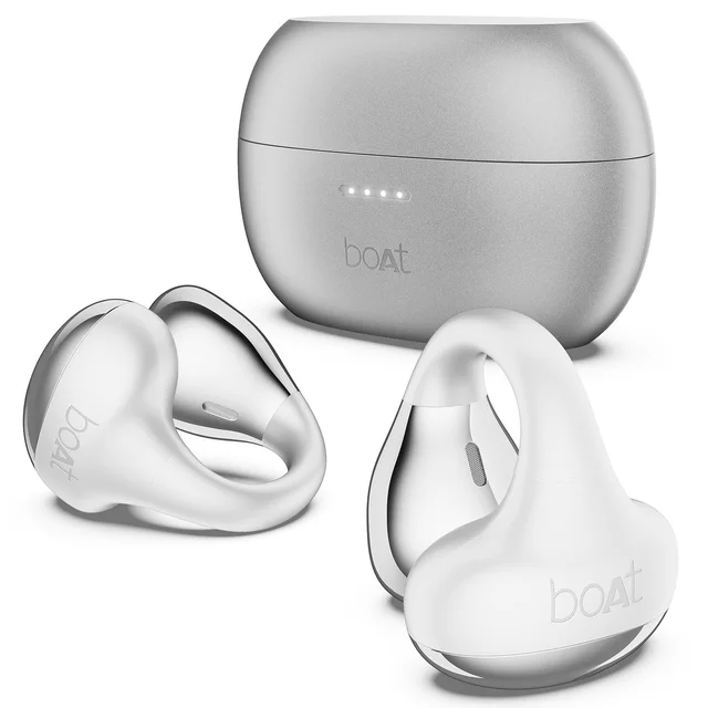 Boat Airdopes Loop in Ear Earbuds Bluetooth W/Clip-On Fit, Air Conduction Tech, 50HRS Battery, 4Mics Enx, Dual EQ Modes, 12Mm Drivers, 40Ms Latency, ASAP Charge, OWS Ear Buds Earphones