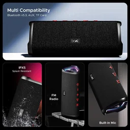 boAt Boat Stone 750 Bluetooth Speaker with 12W Signature Sound, RGB LEDs, Up to 12 hrs Playback, TWS Mode, Bluetooth v5.3, AUX Port, TF Card, Built-in Mic, Voice Assistant & IPX5 - 750 12W