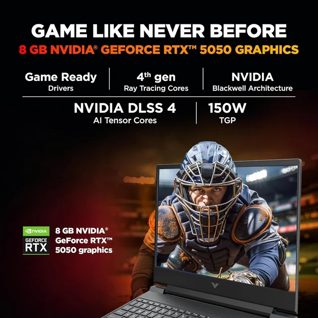 HP Smartchoice Victus, 13th Gen Intel Core i7-13620H, 8GB RTX 5050, 24GB DDR5(Upgradeable) 1TB SSD, 144Hz, FHD, 15.6''/39.6cm, Win11, M365* Office24, Mica Silver, 2.29kg, fa2309TX, RGB Gaming Laptop - 15.6 Inches, Silver, Core i7, 13th Gen, 1 TB, 24 GB, DDR5, 13620H, up to 4.9 GHz, SSD, NO, Intel, 24 MB, NVIDIA GeForce RTX 5050, Windows 11 Home, Laptop, Power Adaptor, User Guide, Warranty Documents