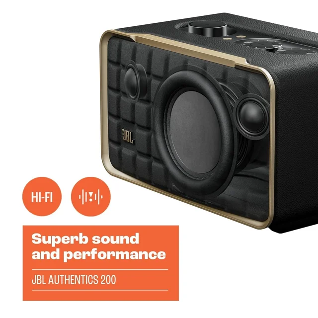 JBL JBL Authentics 200 - Wireless Home Speaker, Built in Wi-Fi, Bluetooth and Voice Assistants, Built in Alexa and Google Assistant - 200