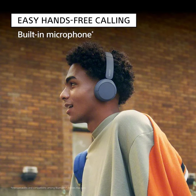 Sony WH-CH520 Wireless Bluetooth Headphones On Ear with Mic, Up to 50Hrs Battery, Quick Charge, DSEE Upscale, Multipoint Connectivity, Voice Assistant, Customized EQ-Blue Model : YY2958 - WH-CH520