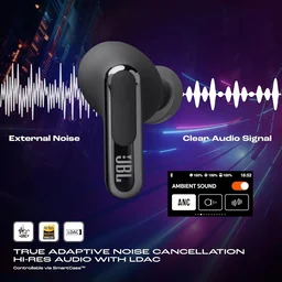JBL New Launch Live Beam 3 TWS,Hi-Res Audio True ANC Earbuds,Smart Case with Touch Display,48H Playtime,Wireless Charging,6 Mic,Multipoint Connection,Ip55 Proof, Headphones App,Personi-Fi 3.0 - LIVE BEAM 3