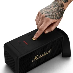 MARSHALL Marshall Middleton Portable Bluetooth Speaker with 20+ Hours of Portable Playtime, 360° Sound, Dust & Waterproof (IP67) - Black & Brass - MIDDELTON