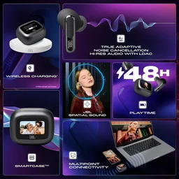 JBL New Launch Live Beam 3 TWS,Hi-Res Audio True ANC Earbuds,Smart Case with Touch Display,48H Playtime,Wireless Charging,6 Mic,Multipoint Connection,Ip55 Proof, Headphones App,Personi-Fi 3.0 - LIVE BEAM 3