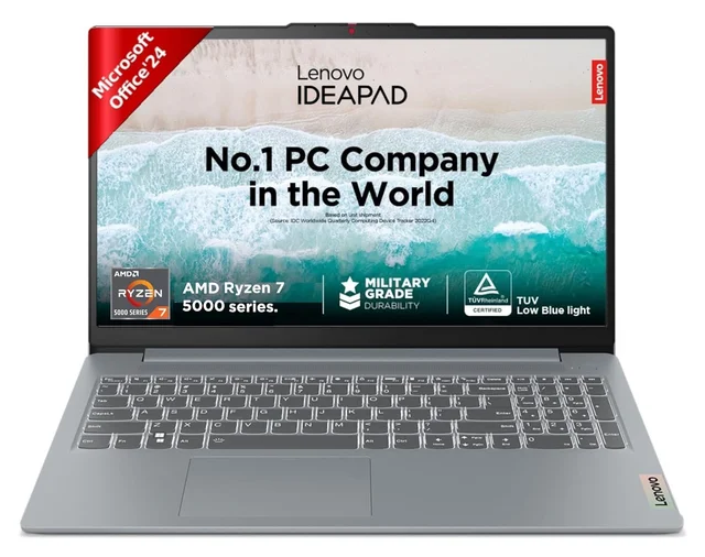 Lenovo LENOVO IDEAPAD SLIM 3 R7-5825U/16GB RAM/512GB SSD/WIN11+MSO - 39.62 cm (15.6 Inch), Gray, Ryzen 7 Octa Core, 512 GB, 16 GB, DDR4, 5825U, Up to 4.5 GHz, SSD, NO, AMD, 12MB, Windows 11 Home, Laptop, Power Adaptor, User Guide, Warranty Documents