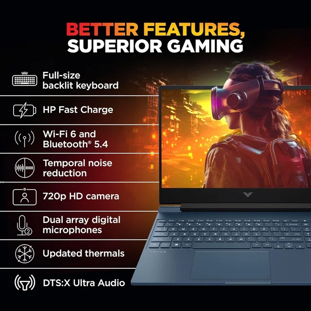 HP VICTUS 15S-FB3009AX R5-8645HS (16GB/512GB/WIN11+MS/6GB 3050/BLUE -15.6") - 39.62 cm (15.6 Inch), Blue, Ryzen 5 Hexa Core, 512 GB, 16 GB, DDR5, 8645HS, up to 5.0 GHz, SSD, NO, AMD, 16 MB, NVIDIA GeForce RTX 4050, Windows 11 Home, Laptop, Power Adaptor, User Guide, Warranty Documents