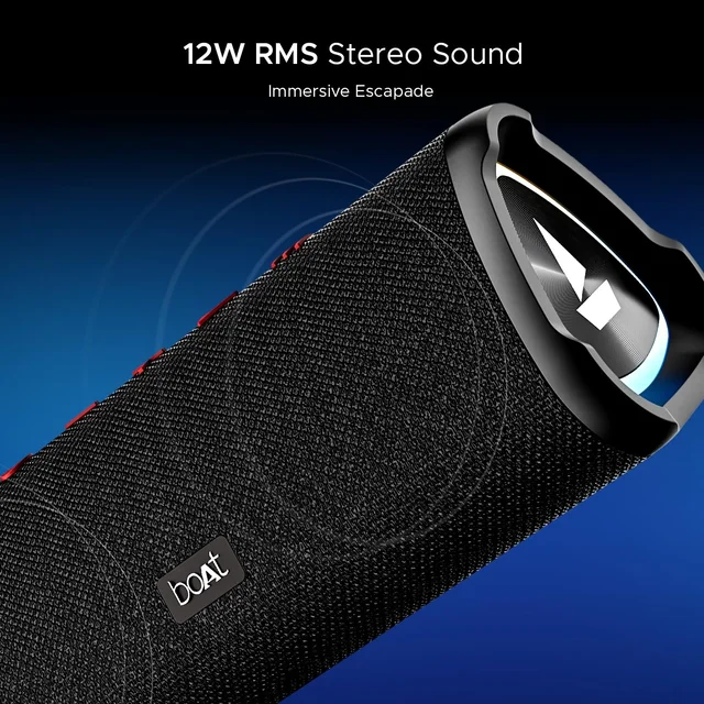 boAt Boat Stone 750 Bluetooth Speaker with 12W Signature Sound, RGB LEDs, Up to 12 hrs Playback, TWS Mode, Bluetooth v5.3, AUX Port, TF Card, Built-in Mic, Voice Assistant & IPX5 - 750 12W