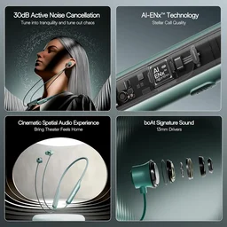 boAt Boat Rockerz 210 ANC Bluetooth in Ear Neckband w/Spatial Audio, 30dB ANC, AI-ENx Technology, 40hrs Playback, EQ Modes, 13 mm Drivers, Dual Pairing & Fast Pair - Rockerz 210 ANC