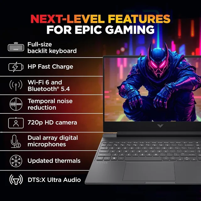 HP Victus, 13th Gen Intel Core i5-13420H, 6GB RTX 3050, 16GB DDR4(Upgradeable) 512GB SSD, FHD, 144Hz, 300 nits, IPS, 15.6''/39.6cm, Win11, M365* Office24, Mica Silver, 2.3kg, fa2700TX, Gaming Laptop - 15.6 Inches, Silver, Core i5, 13th Gen, 512 GB, 16 GB, DDR4, 13620H, up to 4.6 GHz, SSD, NO, Intel, 12 MB, NVIDIA GeForce RTX 5050, Windows 11 Home, Laptop, Power Adaptor, User Guide, Warranty Documents