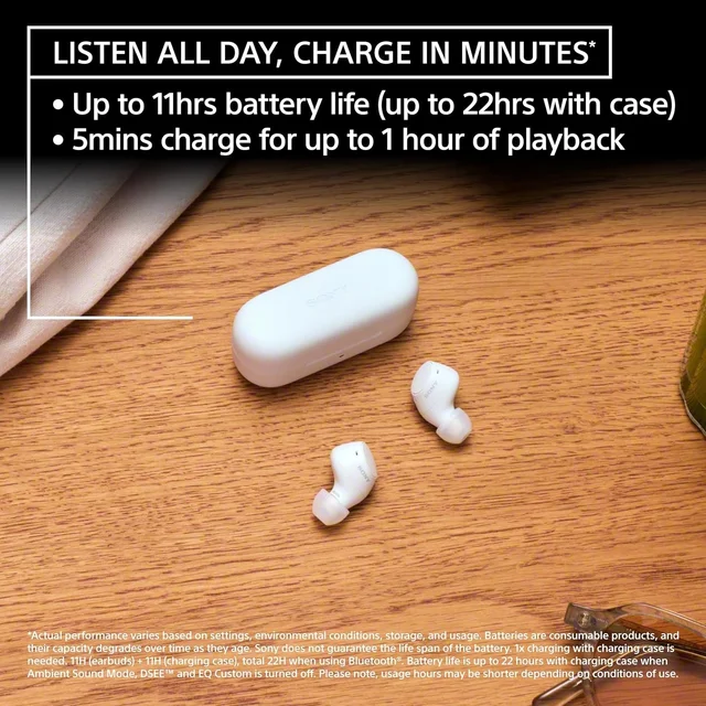 Sony WF-C510 Wireless Bluetooth Earbuds with Mic, TWS, in Ear, Ambient Sound Mode, Small and Comfortable, IPX4, Quick Charge, Multipoint Connectivity, Customized EQ, Up to 22 Hours Battery - C510