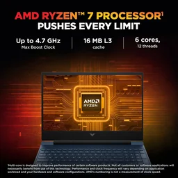 HP LAPTOP- Victus FB3122AX -R7-744H/16GB/512GB/4GB 2050/WIN11/MS OFFICE - 39.62 cm (15.6 Inch), Midnight Blue, Ryzen 7 Hexa Core, 512 GB, 16 GB, DDR5, 7445HS, up to 4.7 GHz, SSD, AMD, NVIDIA GeForce RTX 2050, Windows 11 Home, Laptop, Power Adaptor, User Guide, Warranty Documents
