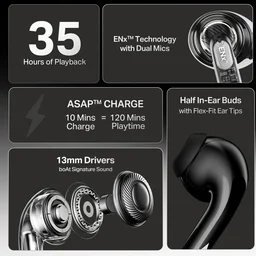 boAt Airdopes 101v2, Flex Fit Tips,13mm Drivers, Stream Ad Free Music via App Support Bluetooth Headset - 101V2