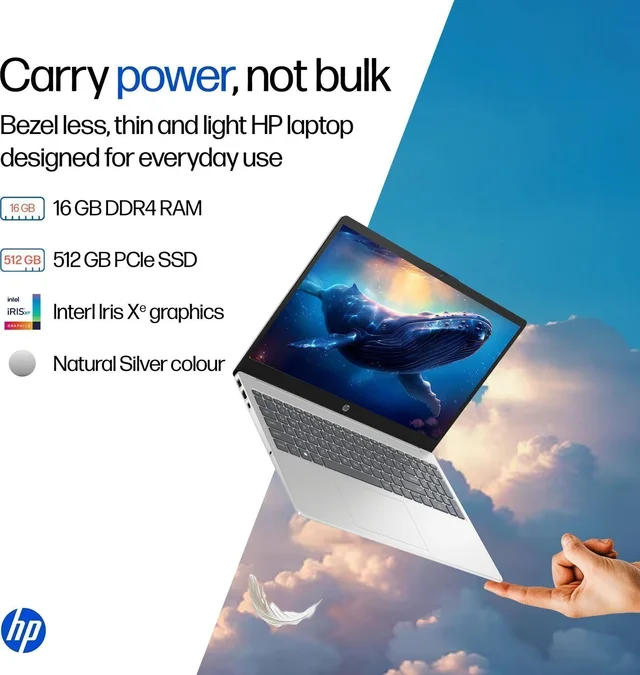 HP Hp laptop i5 13th/16gb/512gb/15.6/win11/ms office - 39.62 cm (15.6 Inch), Silver, Core i5, 13th Gen, 512 GB, 16 GB, DDR4, 1335U, up to 4.6 GHz, SSD, NO, Intel, 12 MB, Intel Integrated Iris Xe, Windows 11 Home, Laptop, Power Adaptor, User Guide, Warranty Documents